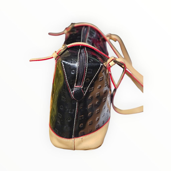 Arcadia Black & Beige Patent Leather Shoulder Bag One Size - Picture 5 of 13